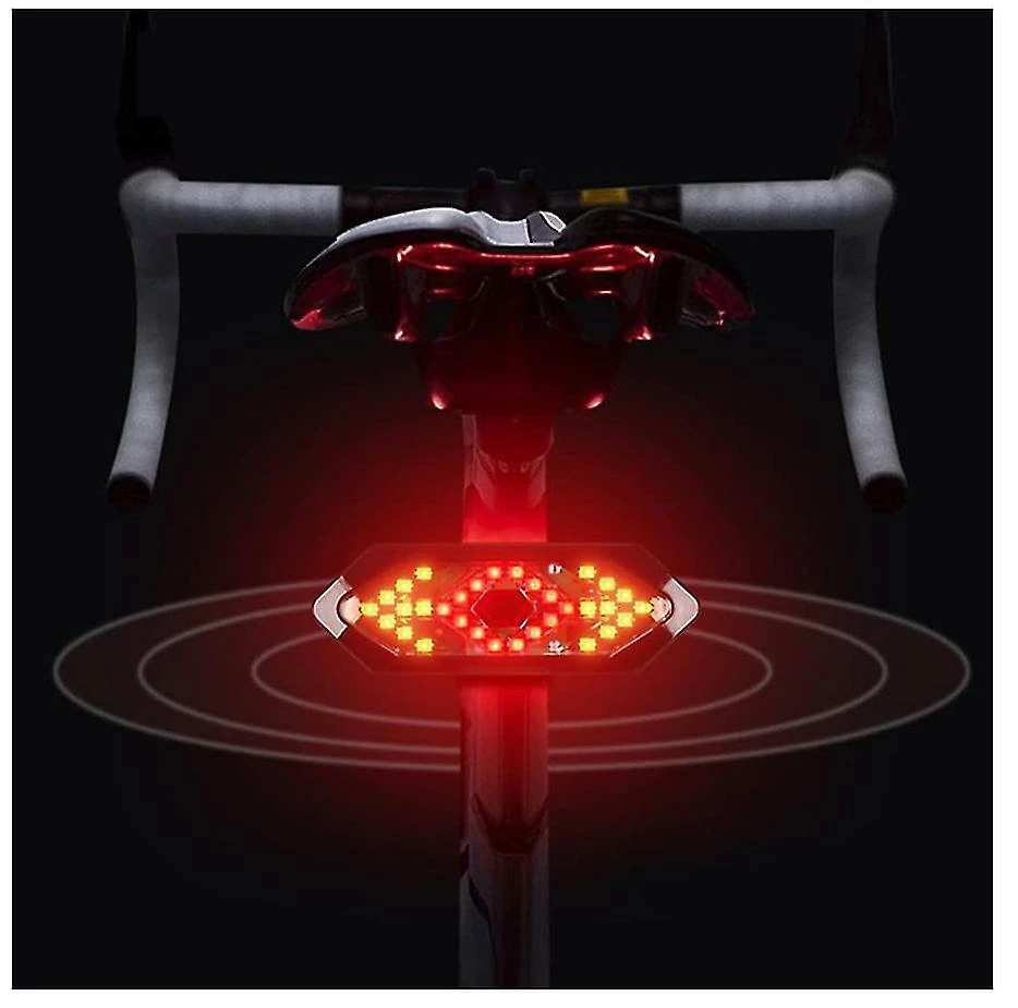Unbranded Led Bike Tail Light, Usb Rechargeable Bike Turn Signal Lights 5 Modes De Lumière Bike Warning Light Avec Télécommande Sans Fil Facile à Utiliser Ipx4 Waterproo