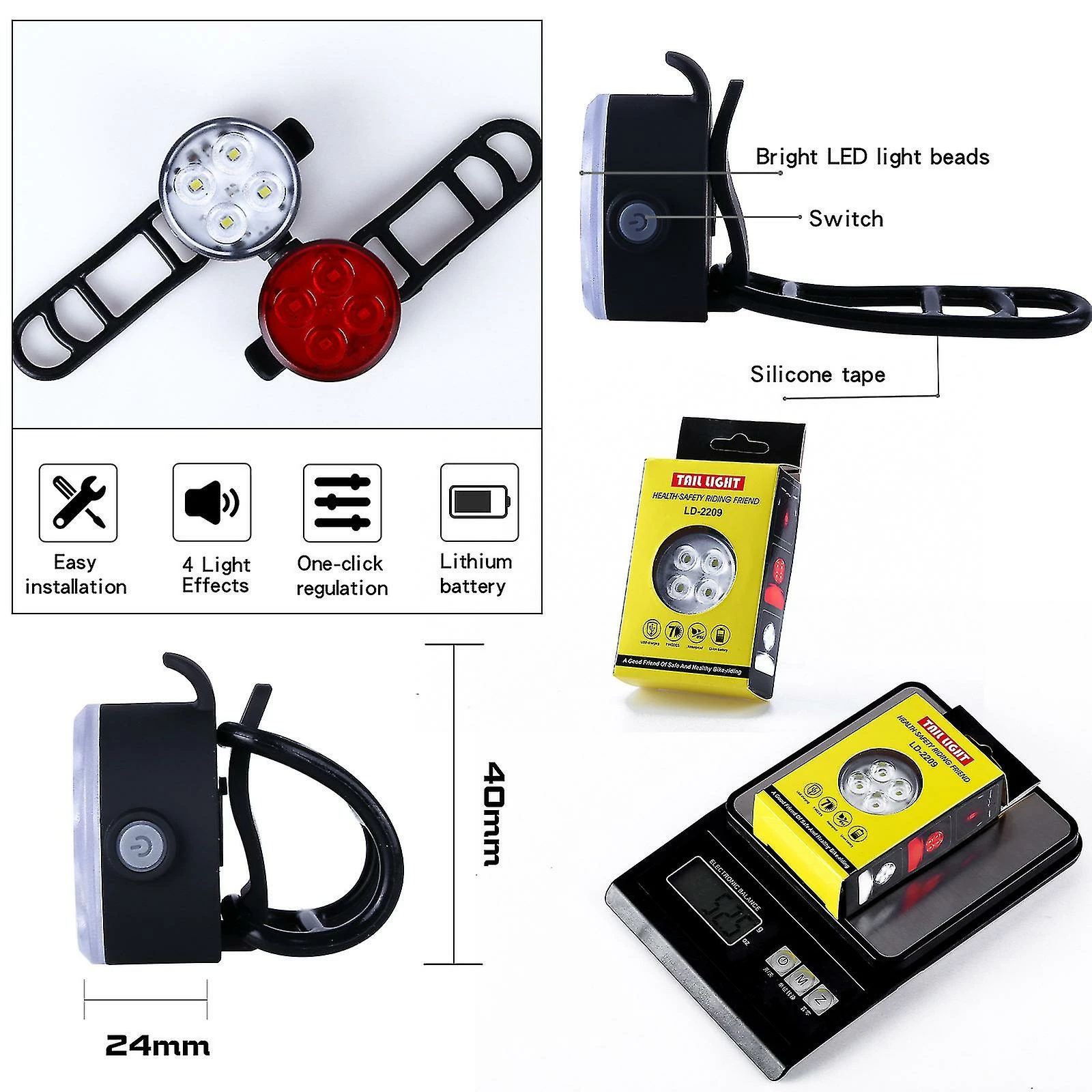 Tiny-witch Cyclisme Running Lights MOUNTAIN Bike MTB USB Charge Phare Feu Arrière Ensemble - Image 2