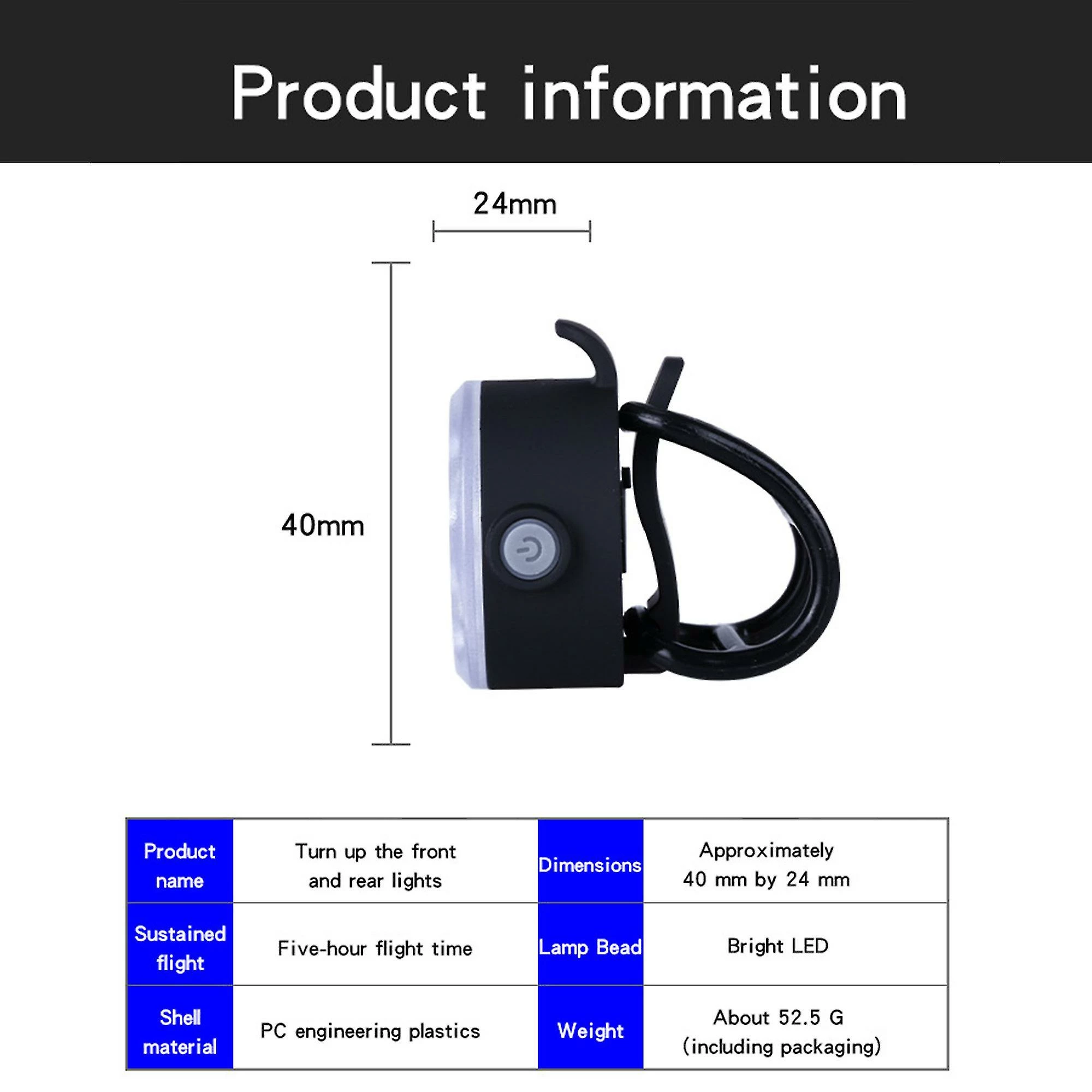 Tiny-witch Cyclisme Running Lights MOUNTAIN Bike MTB USB Charge Phare Feu Arrière Ensemble - Image 5