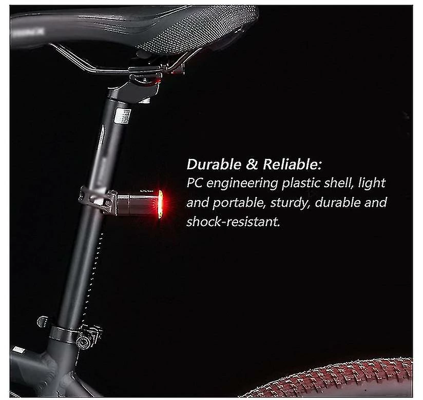 Mssugar Feu Arrière De Vélo, Smart Bike Tail Light Usb Rechargeable Bicycle Rear Light Rouge Led Avertissement De Sécurité Strobe Light Brake / Shock / Light Sensing Avec 3 Light - Image 4