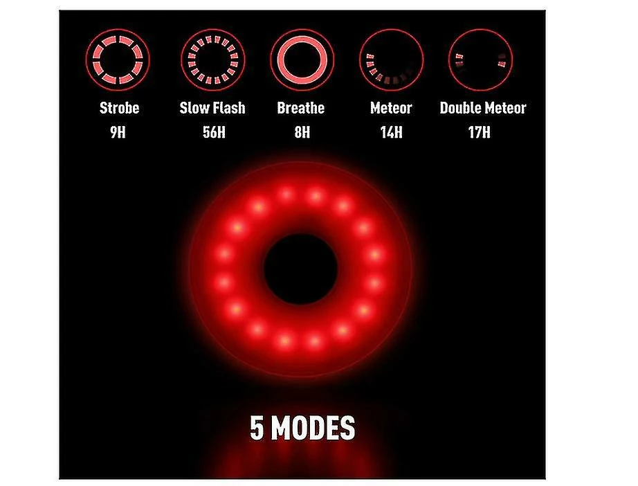 Unbranded Led Bike Light Clignotant Feu Arrière Lumière Rouge Puissant 5 Modes D’éclairage - Image 2