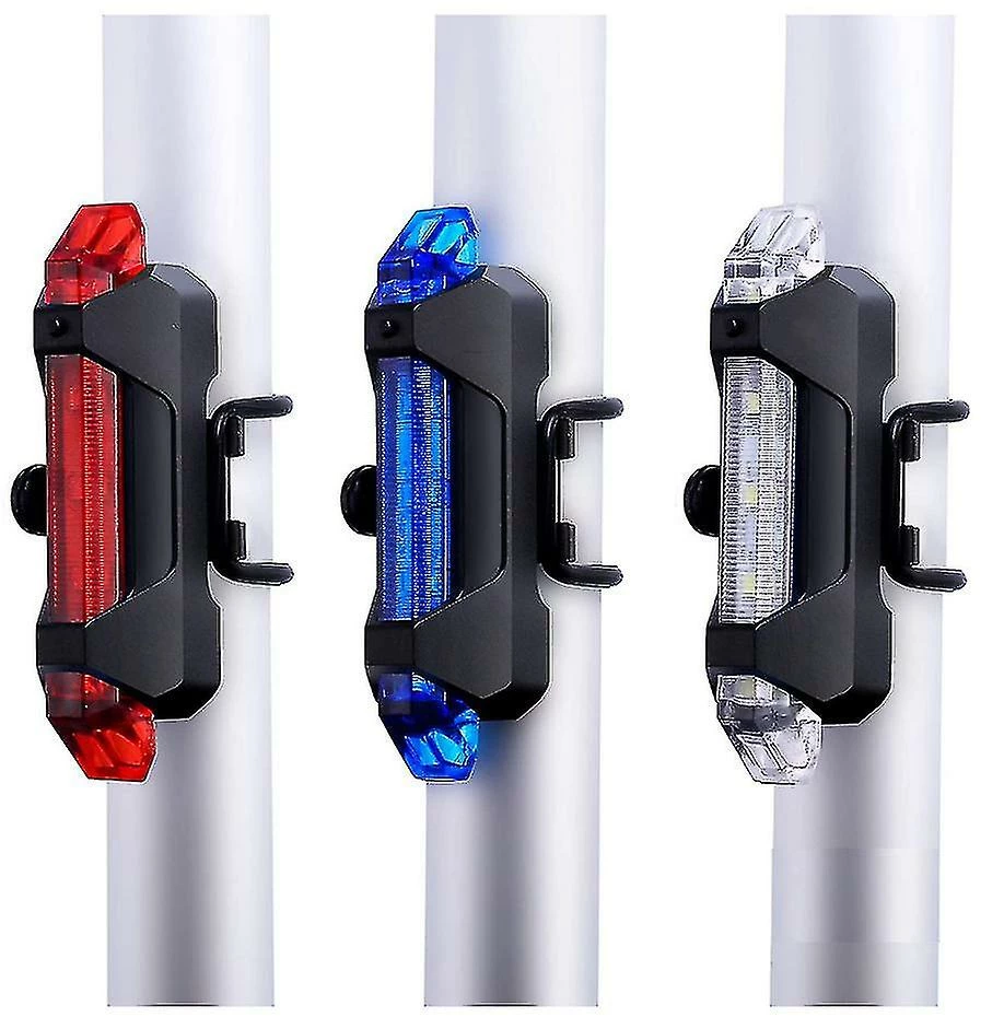 Unbranded Usb Rechargeable Bike Light Avant Et Arrière Bicycle Light Set Scooter Light 5 Leds 4 Modes Head Back Cycling Clignotant Safety Warning Lamp (noir)