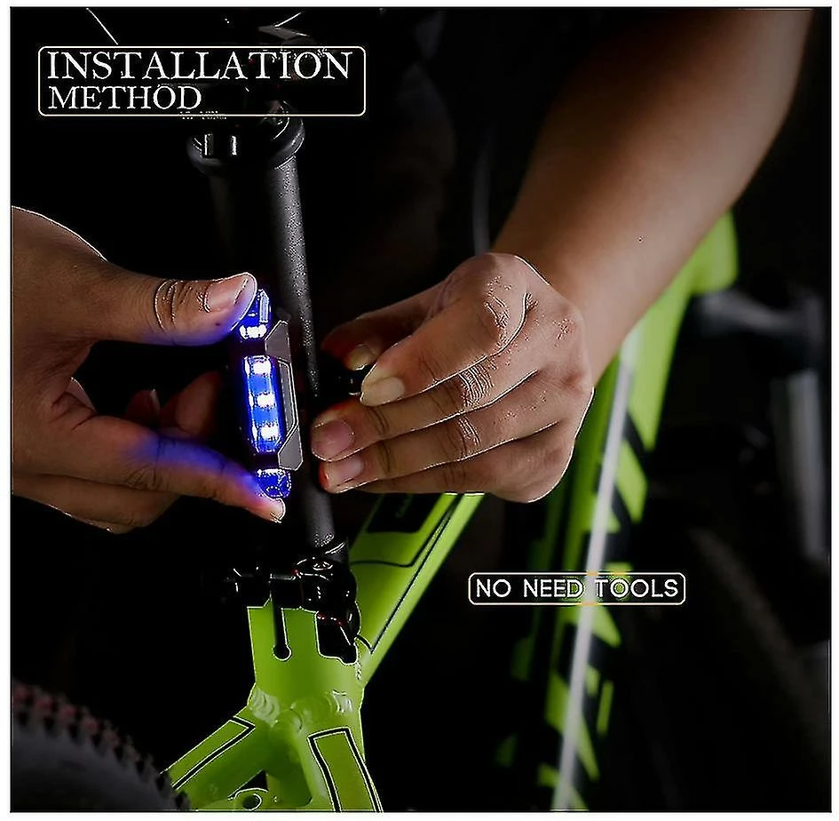 Unbranded Usb Rechargeable Bike Light Avant Et Arrière Bicycle Light Set Scooter Light 5 Leds 4 Modes Head Back Cycling Clignotant Safety Warning Lamp (noir) – Image 4