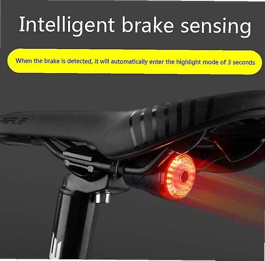 Unbranded Chronus Bicycle Taillight, Smart Bike Induction Auto Start Stop Ultra Bright Light Accessoires Arrière étanches Noir Pour Cyclisme VTT Vélo De Route (noir) - Image 4