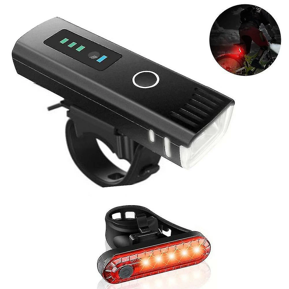 Unbranded Bike Light Set, Usb Re-chargeable Bicycle Light Set Led Bicycle Light Feu Arrière Lumières De Sécurité Pour Les Sports De Plein Air Accessoires D’équipement D’équitation De Nuit