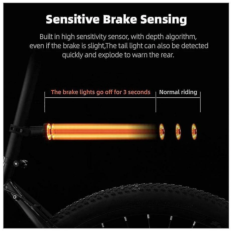 Unbranded Ultra Bright Smart Bike Tail Light, Usb Rechargeable Brake Sensing Bicycle Light, Haute Intensité Arrière Led Accessoires S’adapte Sur N’importe Quel Style De Vélo De Route1 (blac – Image 2