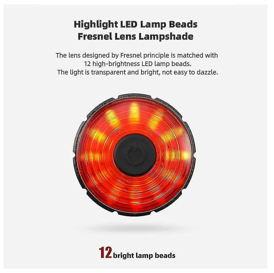 Unbranded Ultra Bright Smart Bike Tail Light, Usb Rechargeable Brake Sensing Bicycle Light, Haute Intensité Arrière Led Accessoires S’adapte Sur N’importe Quel Style De Vélo De Route1 (blac – Image 4