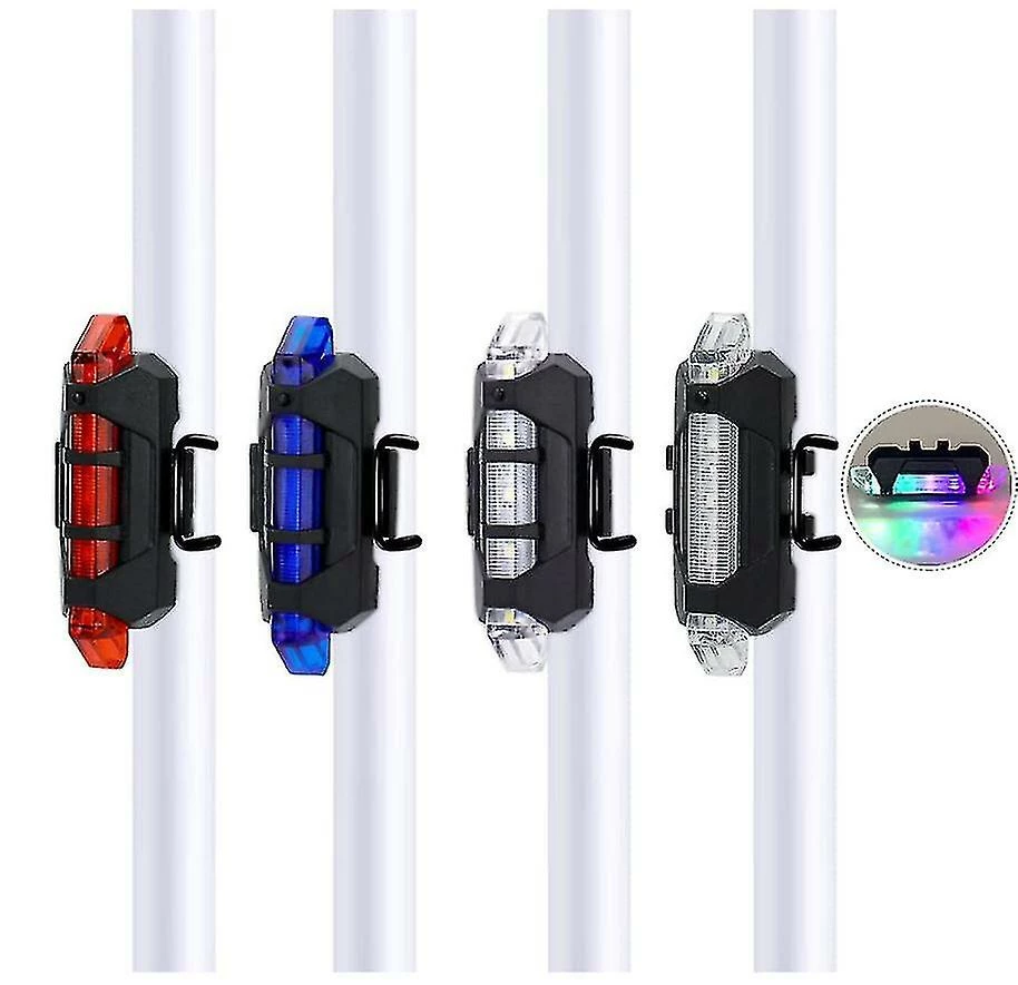 Unbranded Chronus Bike Feux Avant Et Arrière, USB Rechargeable, 4 Modes Dirt Bicycle Led Feu Arrière Clignotants Accessoires (noir)