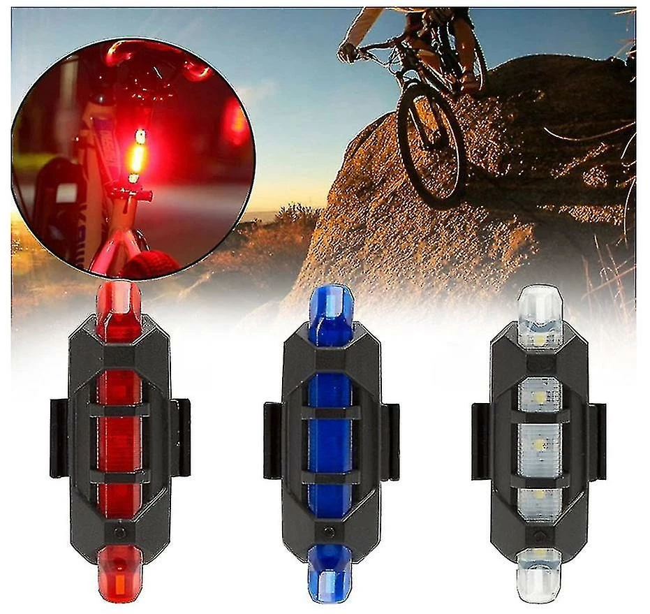 Unbranded Chronus Bike Feux Avant Et Arrière, USB Rechargeable, 4 Modes Dirt Bicycle Led Feu Arrière Clignotants Accessoires (noir) - Image 2