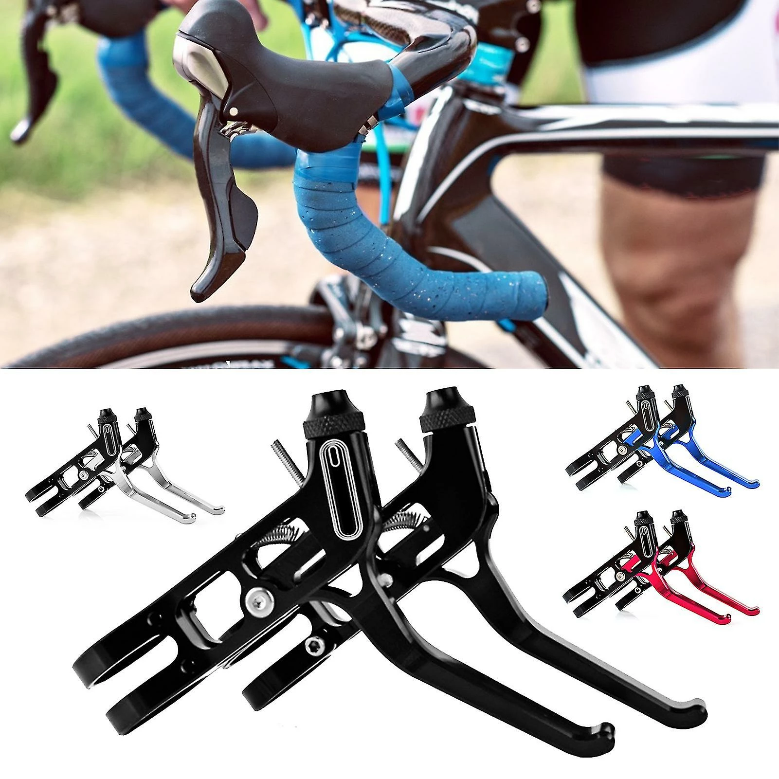 Unbranded Bleu 2pcs Bicycle Brake Handle Alloy Bike Accessoire - Image 2