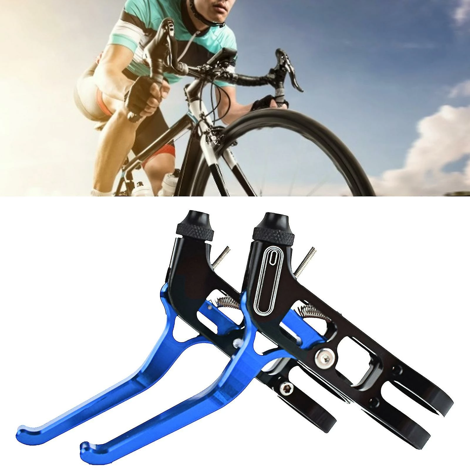 Unbranded Bleu 2pcs Bicycle Brake Handle Alloy Bike Accessoire - Image 4