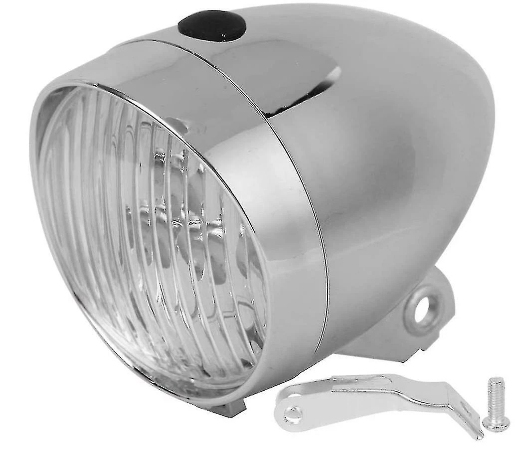 Unbranded Bike Front Light, 3led Vintage Bike Front Light Set Bicycle Led Headlight Cycling Accessory With Fixed Gear Silver (argenté)