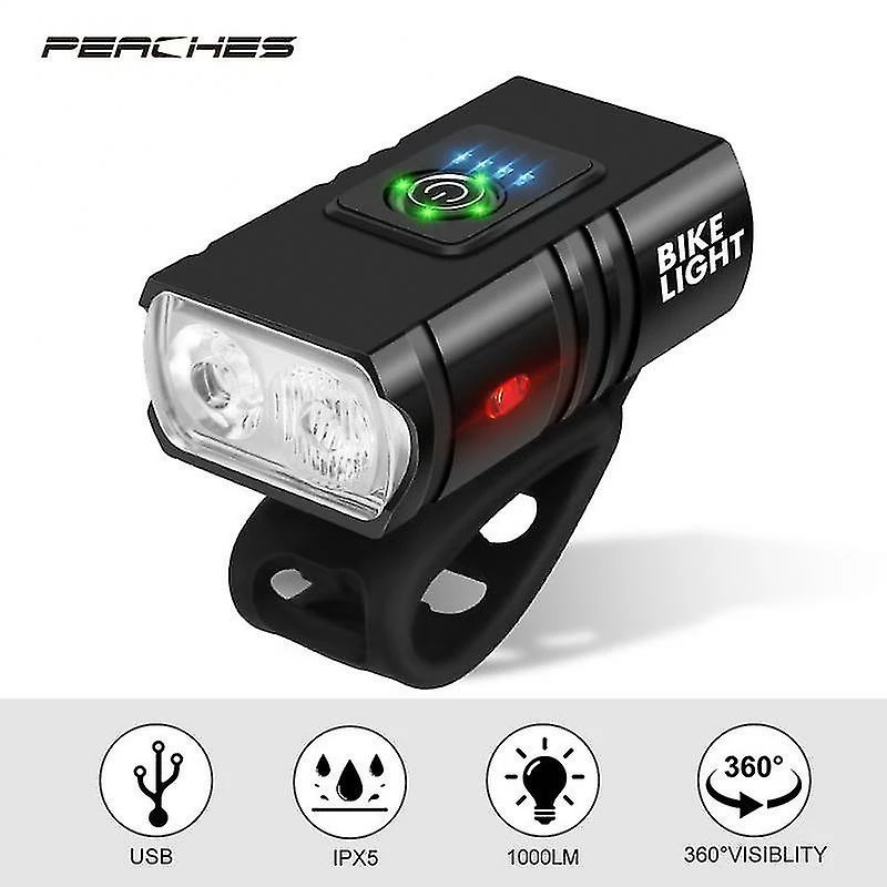 Unbranded T6 Led Bicycle Light Set 10w 1000lm Usb Rechargeable Power Display Bike Headlight Taillight Luz Bicicleta Accessoires De Vélo - Image 5