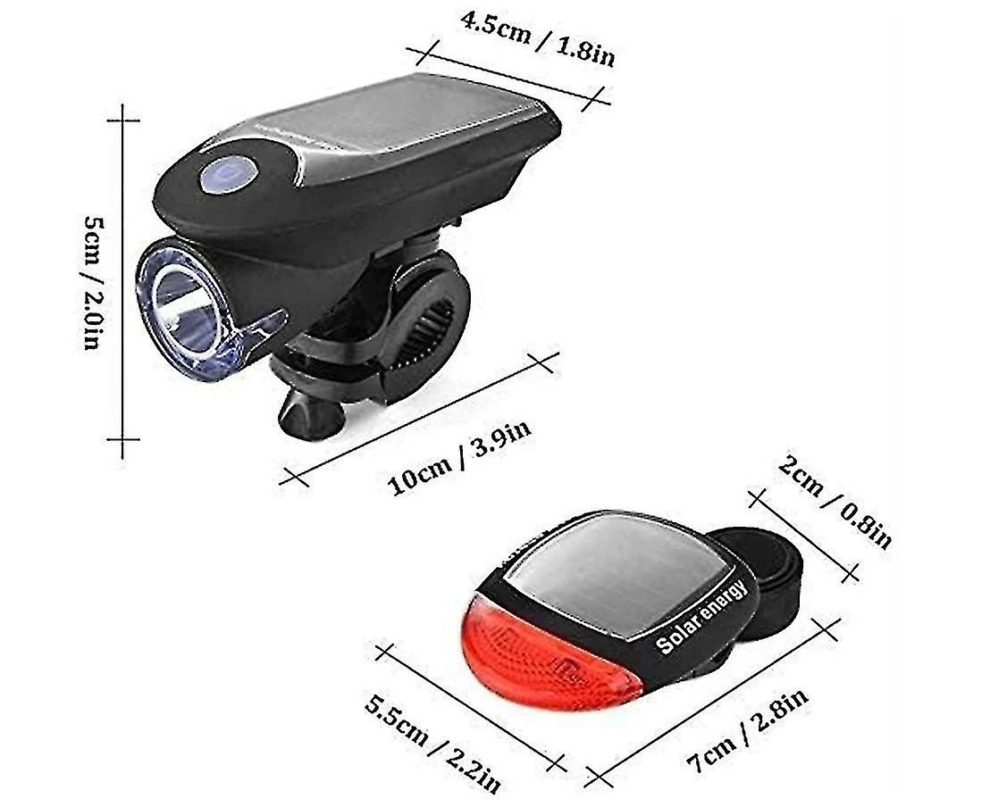 Unbranded Solar Bike Light Set, Usb Rechargeable Front Light Bicycle Waterproof Solar Headlight And Solar Bike Taillight, Front Light And Rear Light With 2 Moun - Image 2