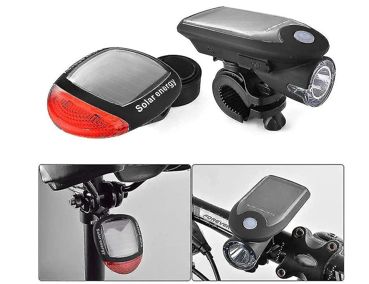 Unbranded Solar Bike Light Set, Usb Rechargeable Front Light Bicycle Waterproof Solar Headlight And Solar Bike Taillight, Front Light And Rear Light With 2 Moun - Image 4