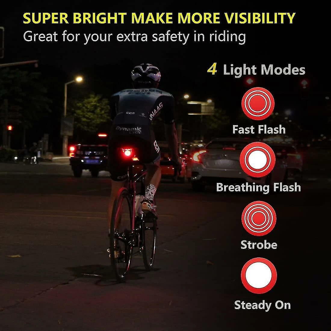Uk Story Smart Bike Tail Light Ultra Bright Back Brake Light Usb Rechargeable Led Feu Arrière Imperméable à L’eau Feux De Cyclisme De Route – Image 4