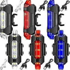 Luluzhu 6 Pièces Avant Et Arrière Bicycle Light Usb Rechargeable Bike Light Waterproof Cycling Headlight And Taillight Clignotant Sécurité Vélo Light Pour City Mount