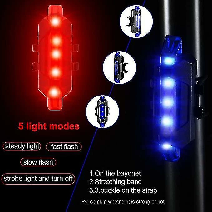 Luluzhu 6 Pièces Avant Et Arrière Bicycle Light Usb Rechargeable Bike Light Waterproof Cycling Headlight And Taillight Clignotant Sécurité Vélo Light Pour City Mount - Image 3