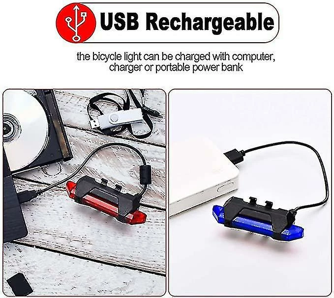 Luluzhu 6 Pièces Avant Et Arrière Bicycle Light Usb Rechargeable Bike Light Waterproof Cycling Headlight And Taillight Clignotant Sécurité Vélo Light Pour City Mount - Image 4