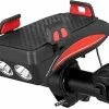 Luluzhu 4-en-1 Multi-fonctionnel Bicycle Front Led Light - Universal Bike Phone Mount Holder Puissant Phare De Vélo USB Rechargeable 4000m
