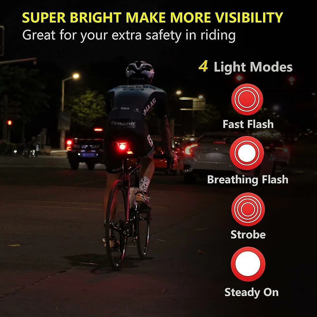 Unbranded Smart Bike Tail Light Ultra Bright Back Brake Light Usb Rechargeable Led Feu Arrière Imperméable à L’eau Feux De Cyclisme De Route - Image 4