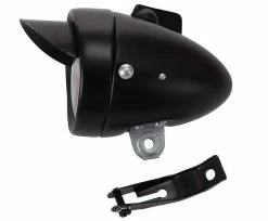 Nw 1776 Rétro Super Bright Led Bicycle Front Head Light Chrome Visor Bullet Headlamp Headlight Waterproof Bike Lamp Bicycle Accessories (noir)