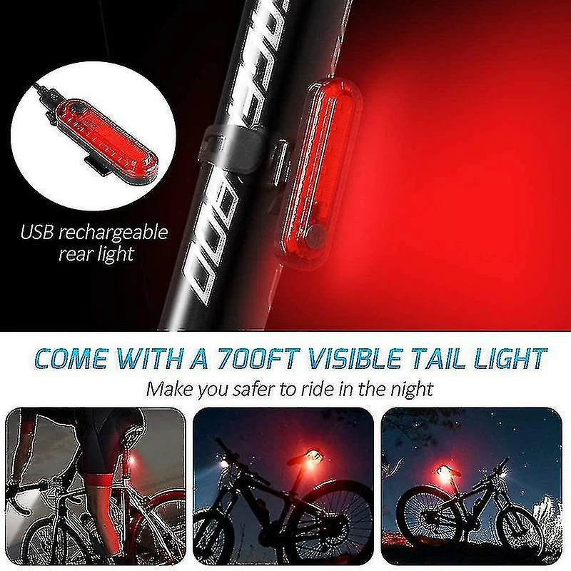 Unbranded Bike Light Night Set, Chronomètre Multifonctionnel S Haut-parleur Avant Et Arrière, Vélo étanche Usb Rechargeable Avec Feux Arrière - Image 3