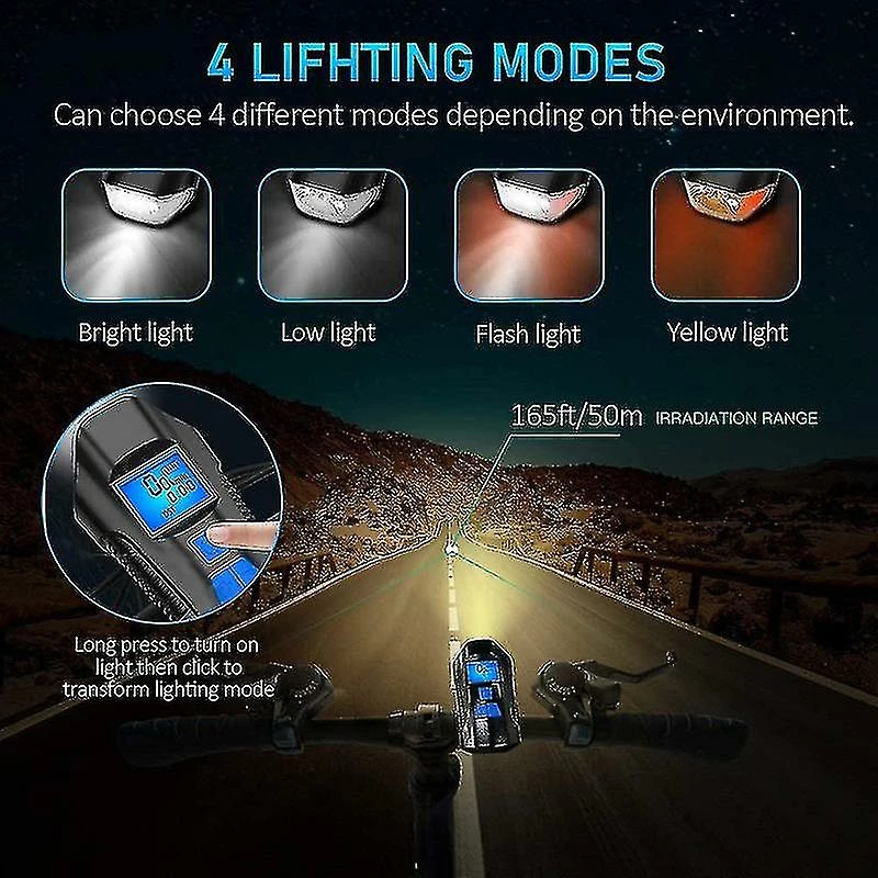 Unbranded Bike Light Night Set, Chronomètre Multifonctionnel S Haut-parleur Avant Et Arrière, Vélo étanche Usb Rechargeable Avec Feux Arrière - Image 4