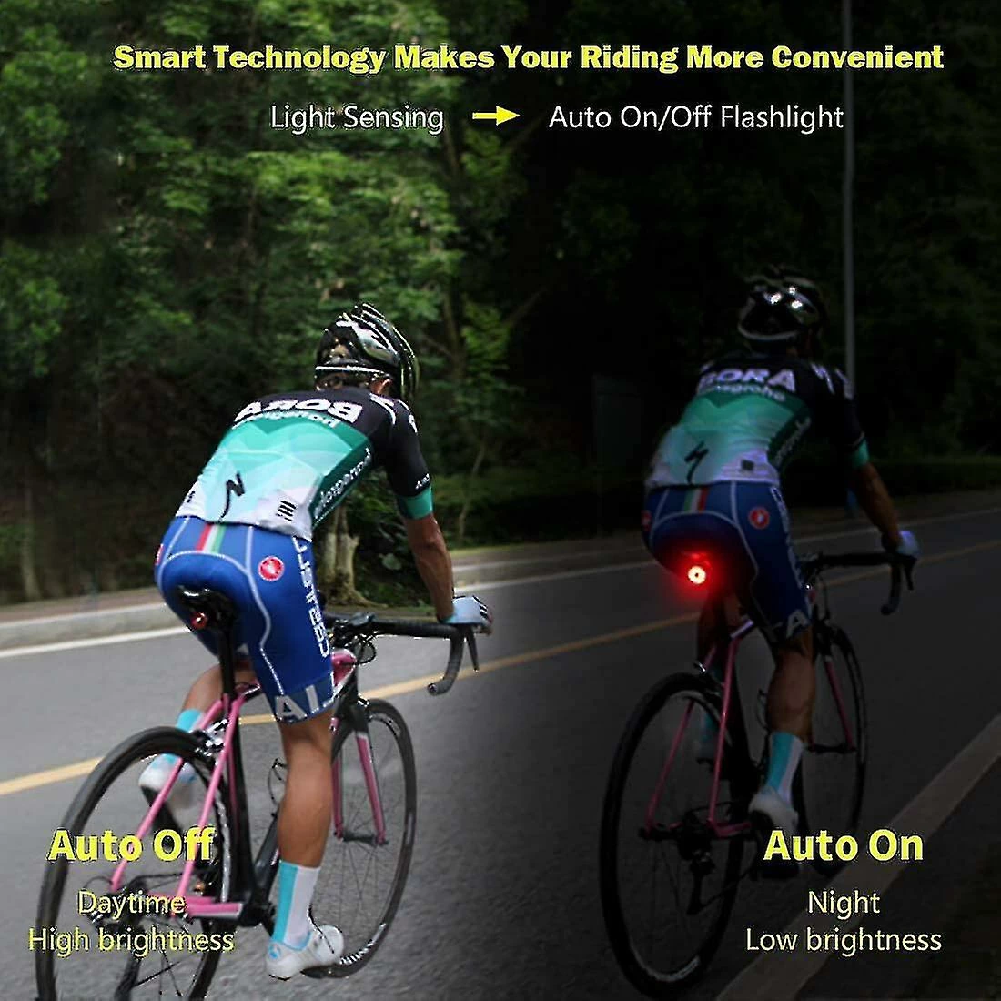 Unbranded Smart Bike Tail Light Ultra Bright Back Brake Light Usb Rechargeable Led Feu Arrière Imperméable à L’eau Feux De Cyclisme De Route – Image 3