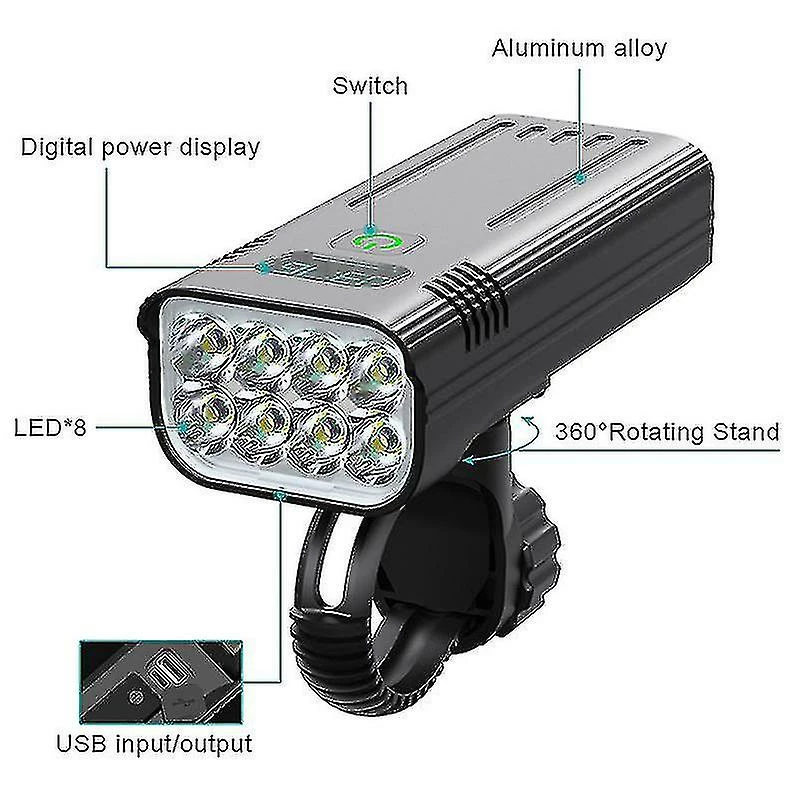 Shun 30000 Lumens Bike Light 10000mah Usb Batterie Rechargeable Led Bicycle Light Phare MTB Lampe De Poche Étanche Lampe De Poche Lampe Avant - Image 2