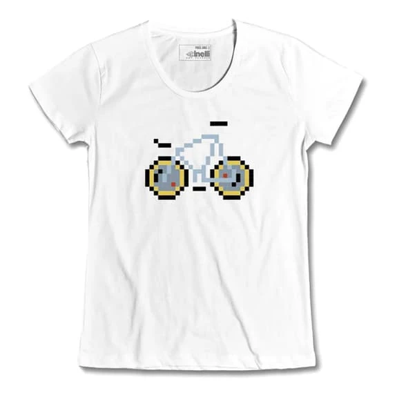 T-shirt Cinelli Pixel Bike Laser Manche Courte Blanc Femme