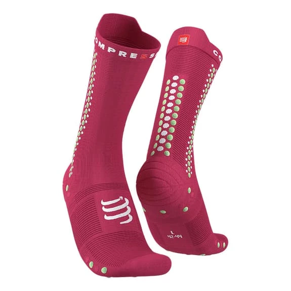 Chaussettes Compressport Pro Racing V4.0 Bike Rouge Vert