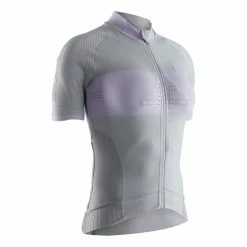 Maillot X-Bionic Regulator Bike Race Zip Manche Courte Gris Clair Mauve Femme